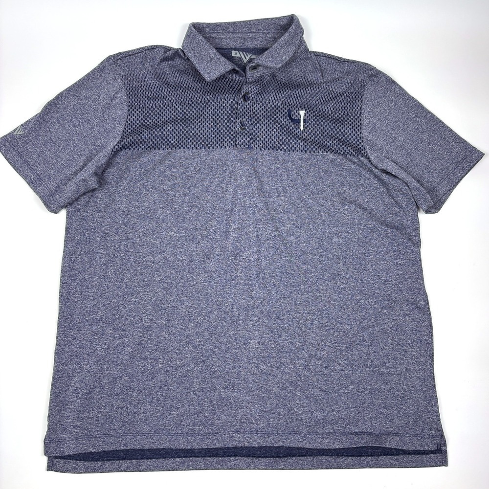 Levelwear Soft Par 4 Horizon Golf Shirt Mens Sz XL Blue Jacquard Performance Act